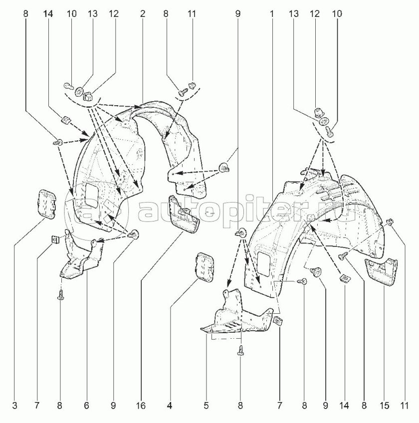 Щиток переднего крыла Лада Ларгус передний
