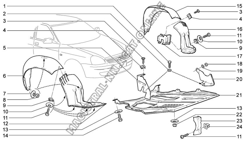 Чертеж переднего крыла ВАЗ 2170