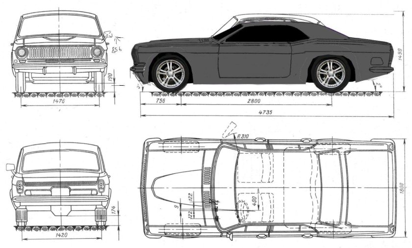 ГАЗ 24 Волга чертеж