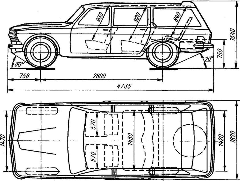 Волга ГАЗ 24 02 универсал чертеж