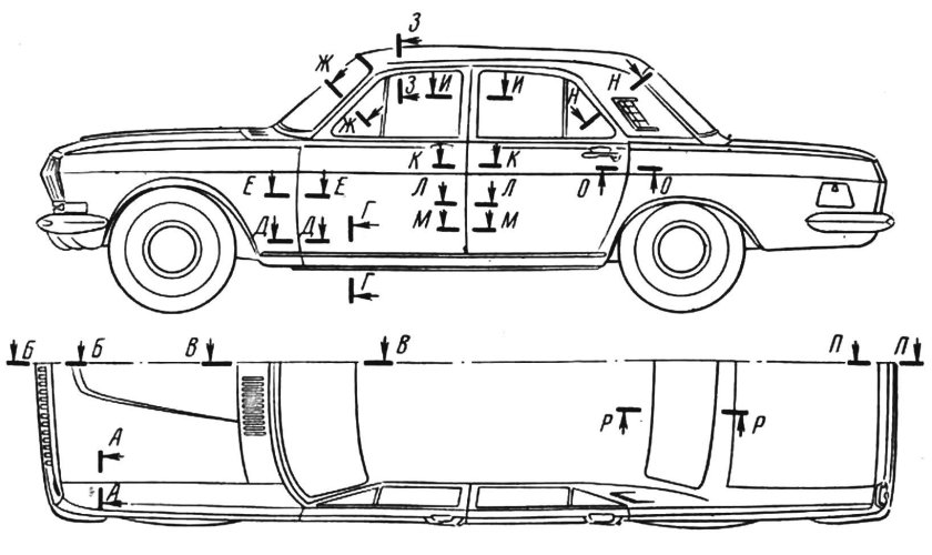 ГАЗ 24 Волга чертеж