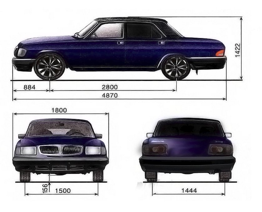 Размерные габариты газ волга 3110