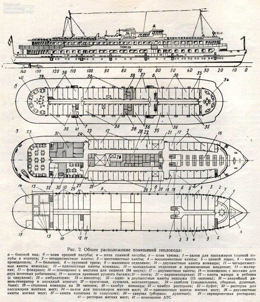 305 Проект теплоход схема палуб
