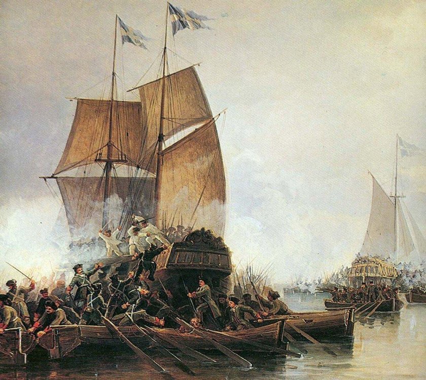 Взятие Петром i шведских кораблей «гедан» и «астрильд» в Устье Невы