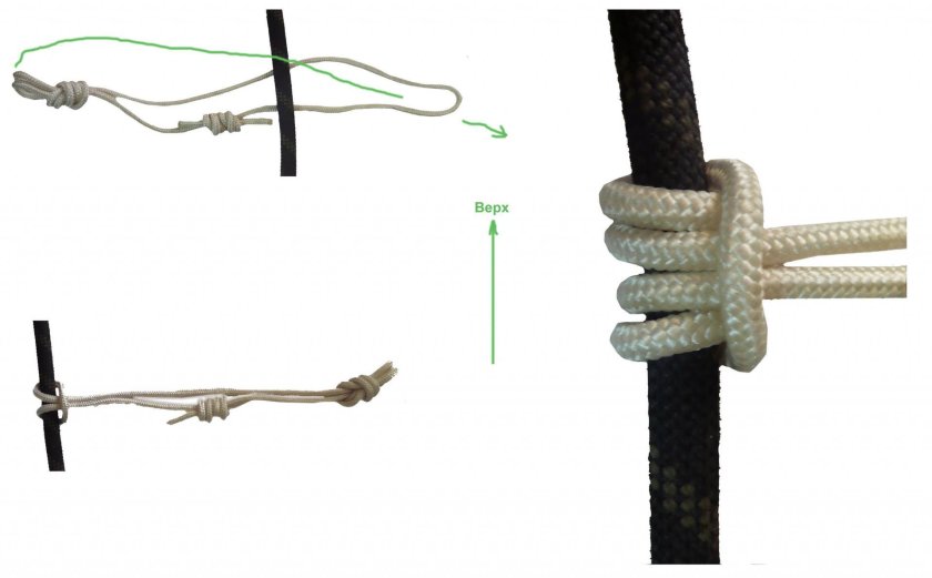 Узел для крепления веревки к опоре