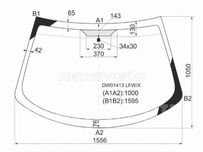 Лобовое стекло Волга размер