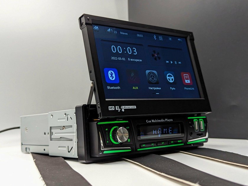 Магнитола с выдвижным экраном в калину 1
