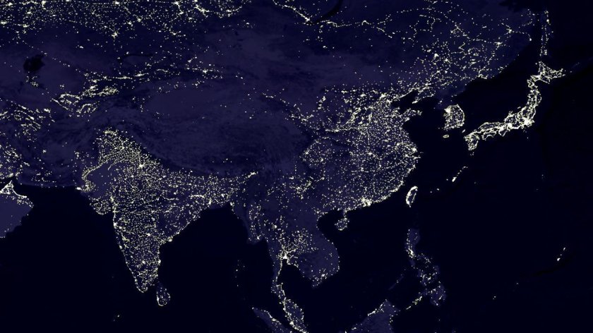 Карта НАСА ночная земля Russia