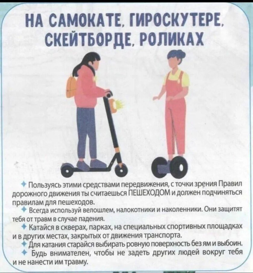 Безопасность передвижения на самокатах