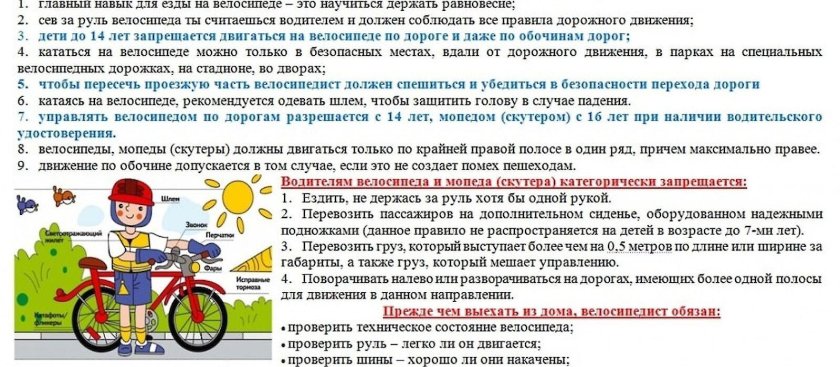 Памятка велосипедиста
