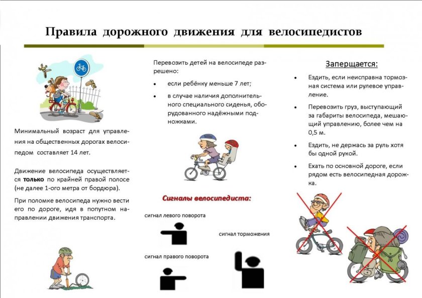 Памятки для велосипедистов по ПДД для детей