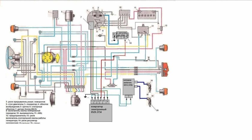 Схема электрооборудования Ява 638 с электронным зажиганием