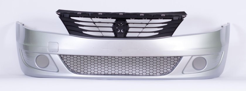 Передний бампер Рено Логан 2008-2014 с решетками 1фаза 2