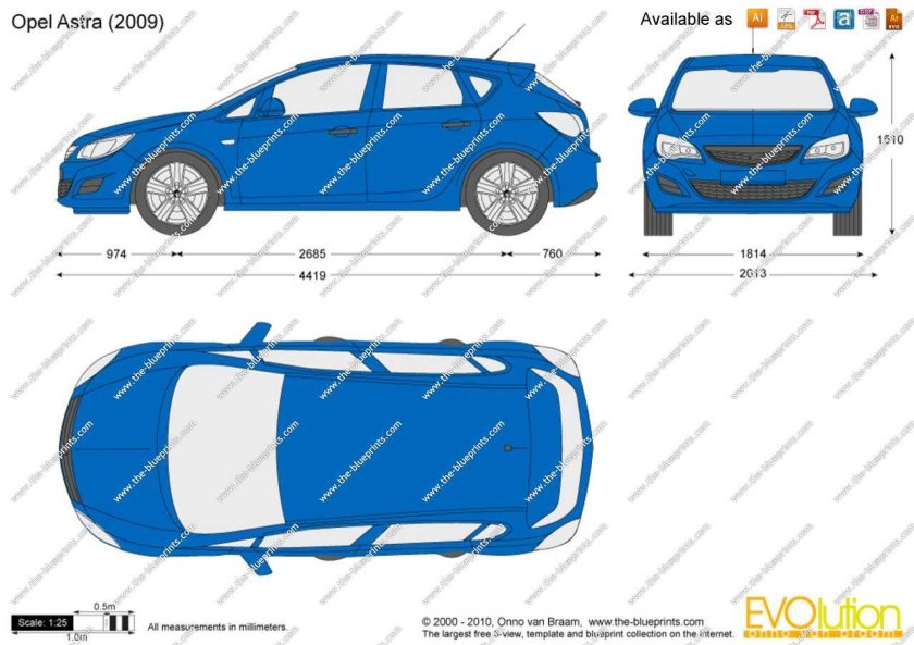 Опель Астра j чертеж