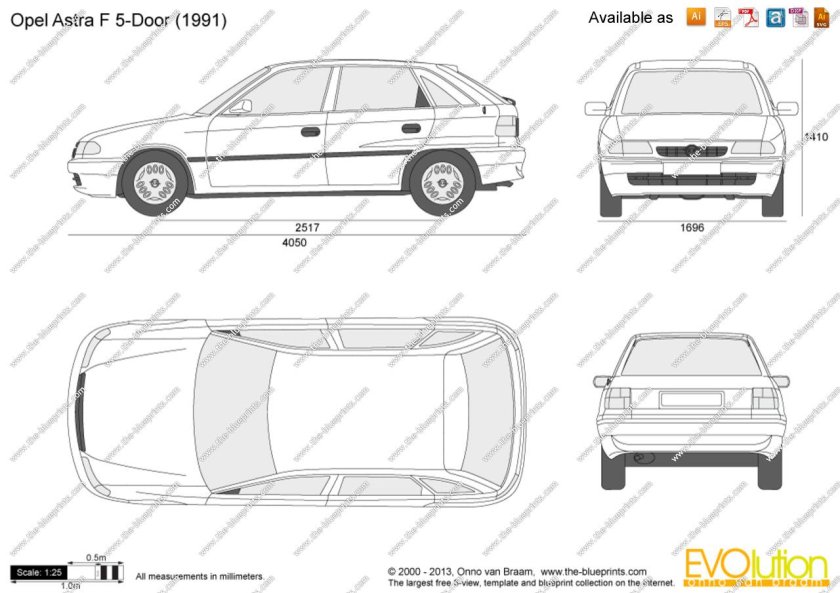 Opel Astra f габариты