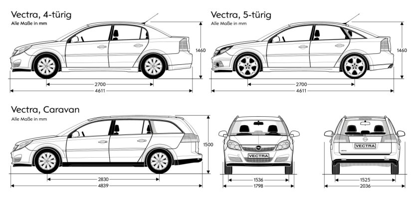 Опель Вектра 2008 габариты