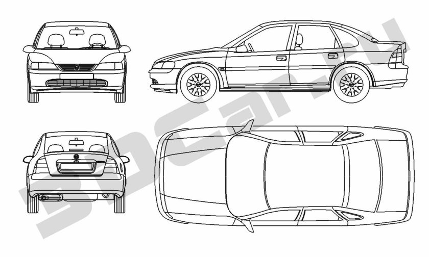 Чертеж кузова Opel Omega b