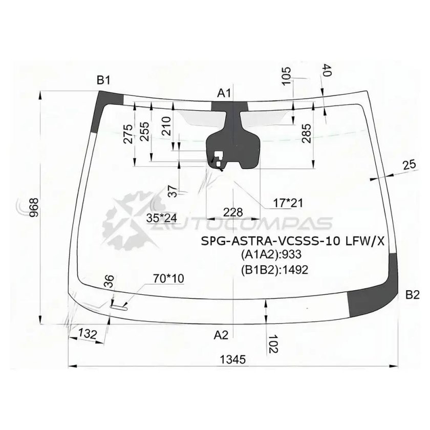 Размеры лобового стекла Opel Astra j