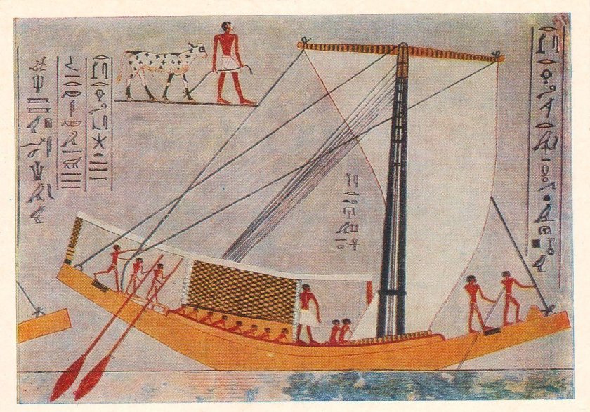 Корабль на Ниле Древнеегипетская роспись