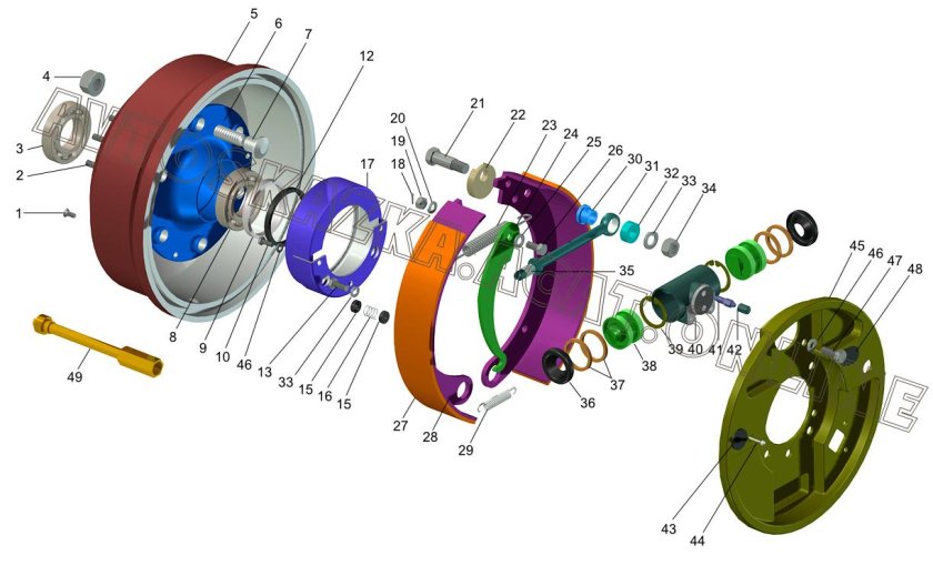 Задний тормозной механизм Газель 3302