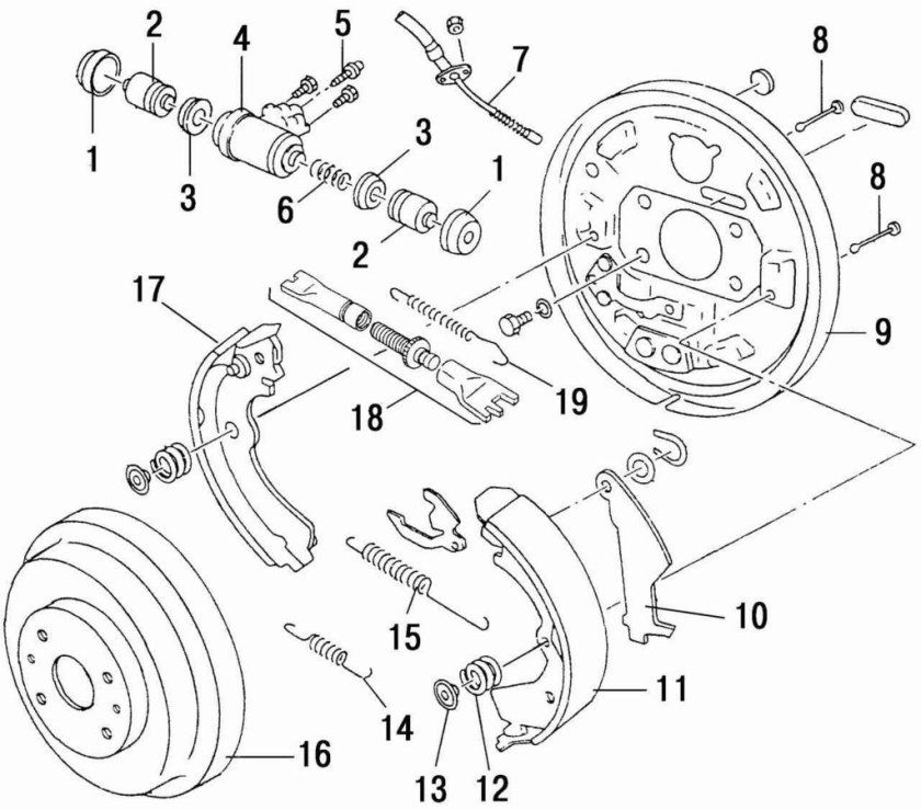 Ниссан Альмера Классик задние тормоза схема