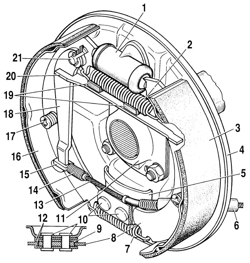 Задний тормозной механизм Нива 21213