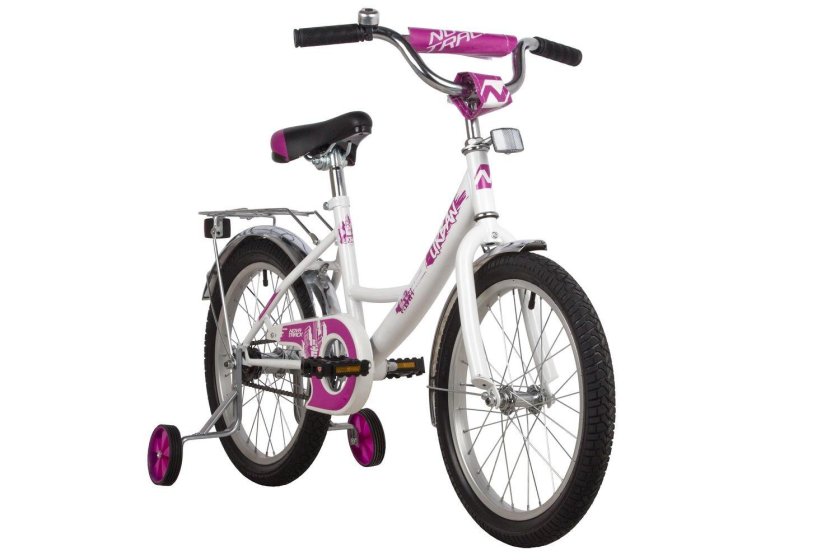 Novatrack 18", Urban, белый, защита а-Тип, тормоз нож., Крылья и багажник хром.,