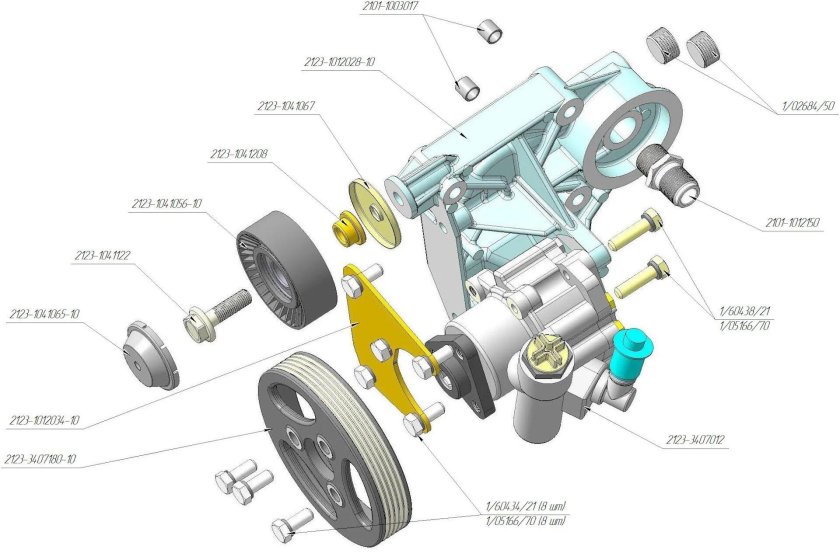 Крепление кронштейна гидроусилителя Нива Шевроле