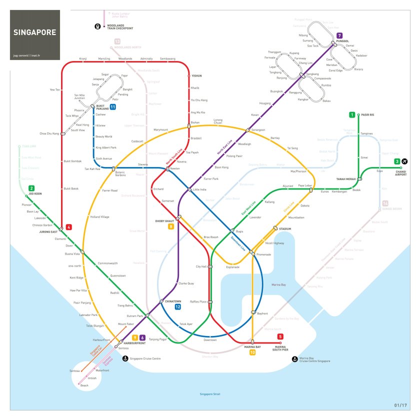 Метро Сингапура схема 2023