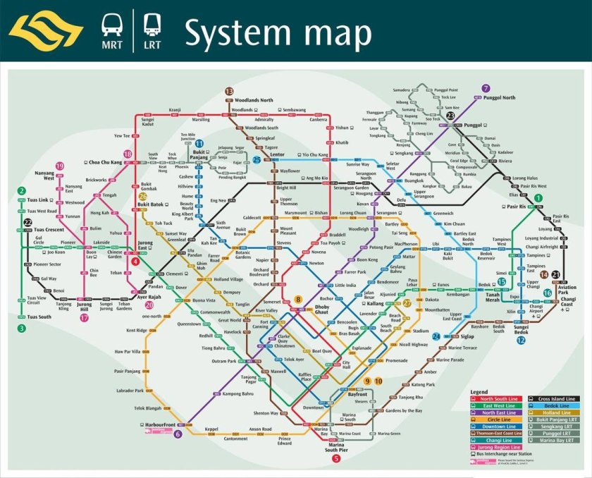 Метро Сингапура схема 2022