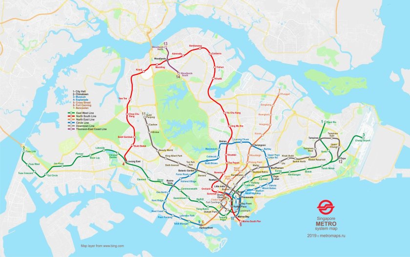 Карта метро Сингапура 2023