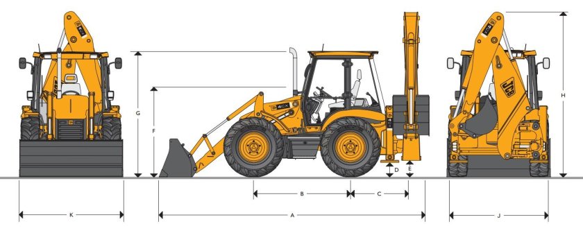 Погрузчик JCB 3cx габариты