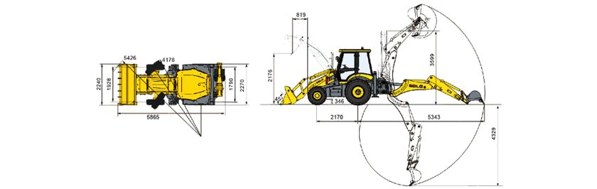 Ширина экскаватора JCB 3cx