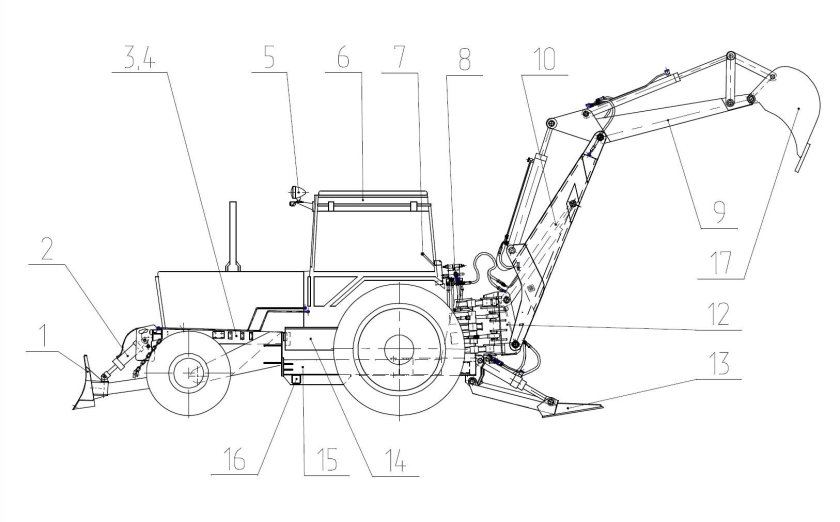 Чертеж стрелы ЭО Амкодор 702