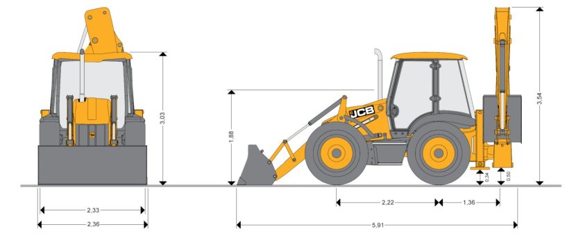 Ширина погрузчика JCB 4cx