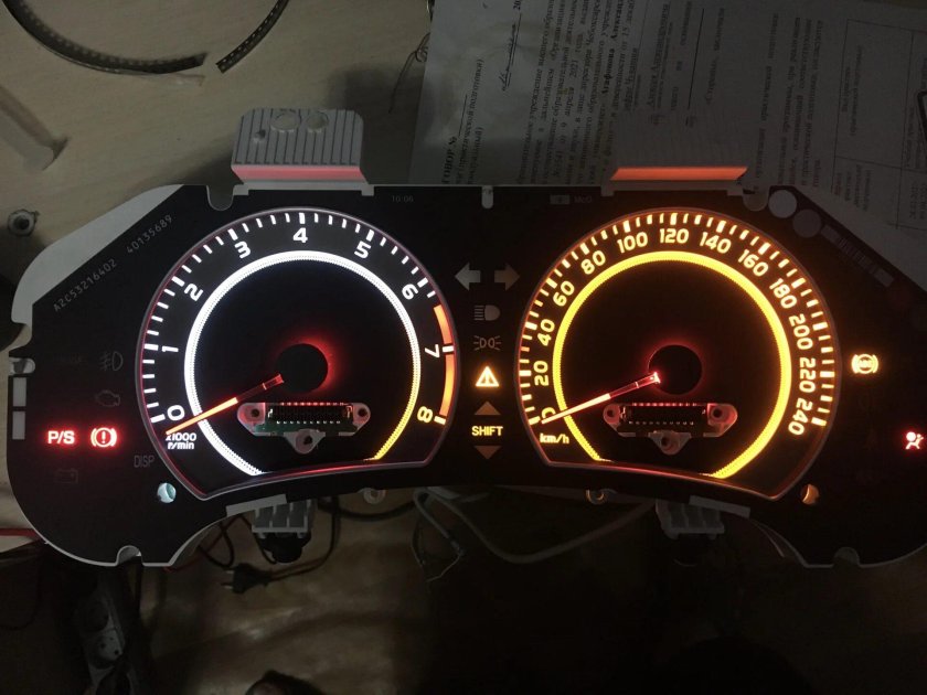 Пересвет приборки Тойота Королла е150