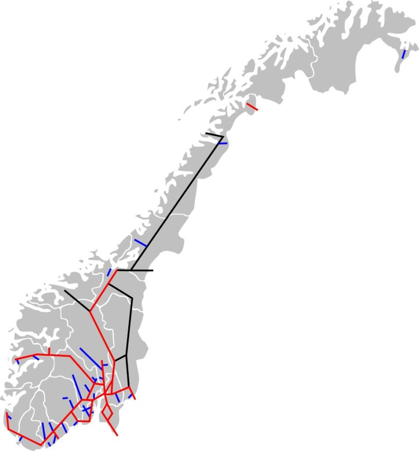 Железные дороги Норвегии карта