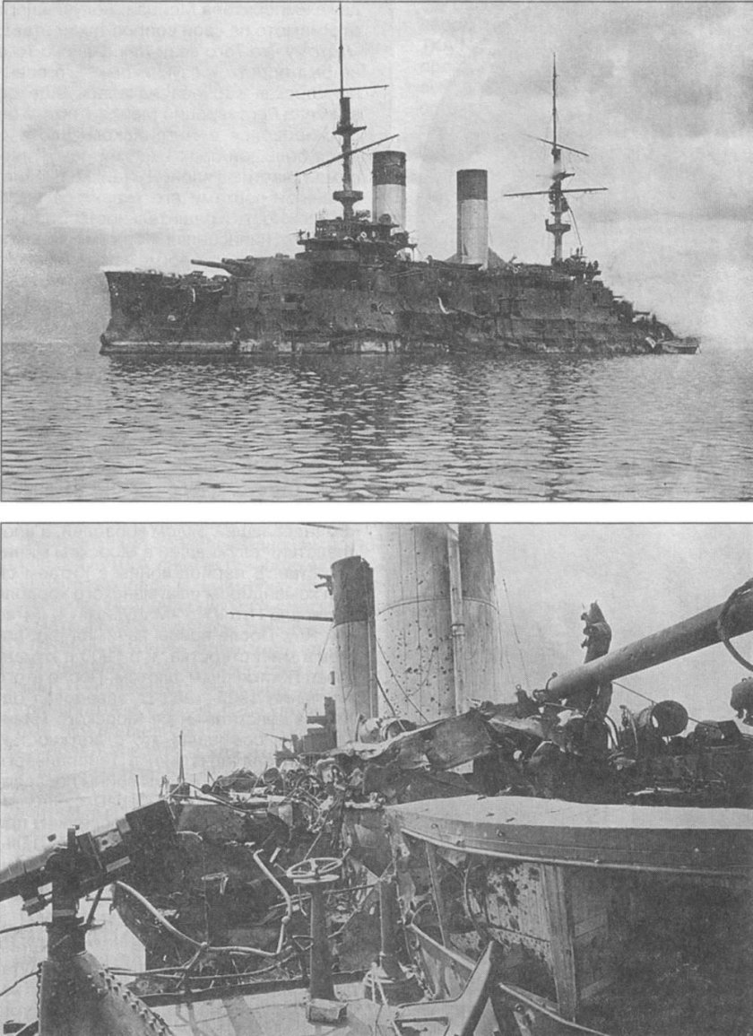 Броненосец Микаса после Цусимского сражения