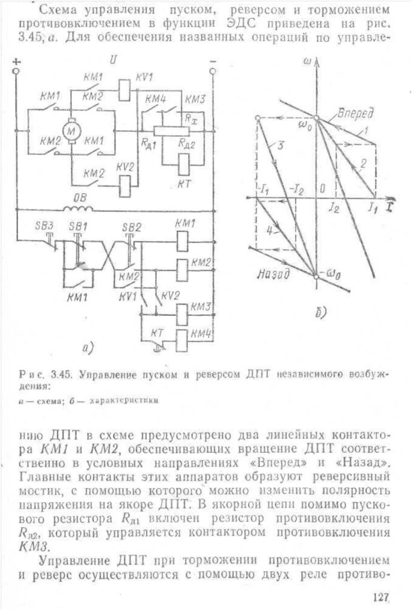Торможение противовключением ДПТ схемы