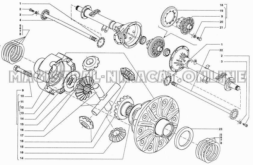 Схема хвостовика заднего моста УАЗ 469