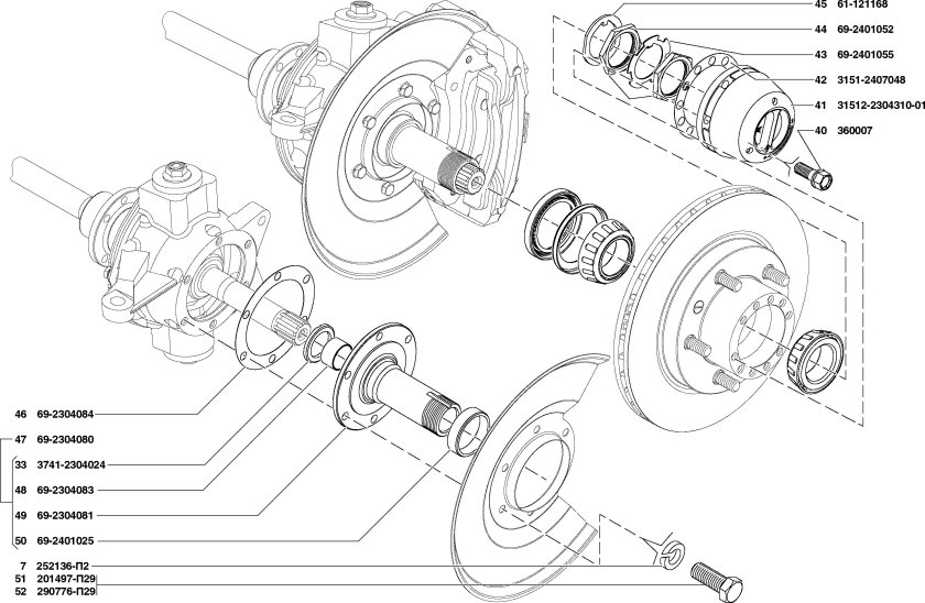 Передний мост УАЗ 3303 схема
