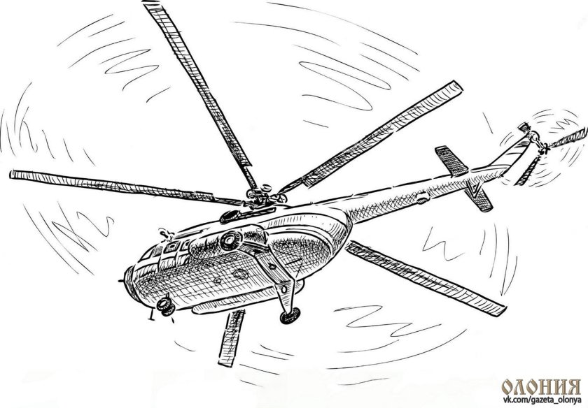Эскиз вертолета ми-8