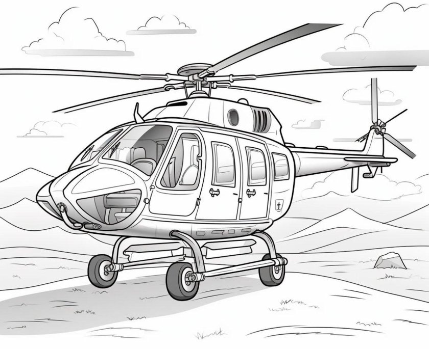 Вертолет раскраска для детей