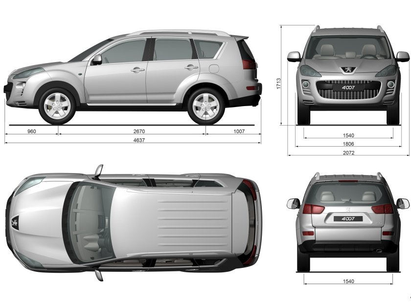 Пежо 4007 габариты