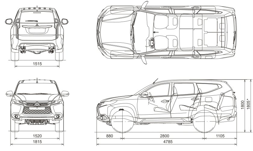 Габариты mitsubishi pajero sport 2021