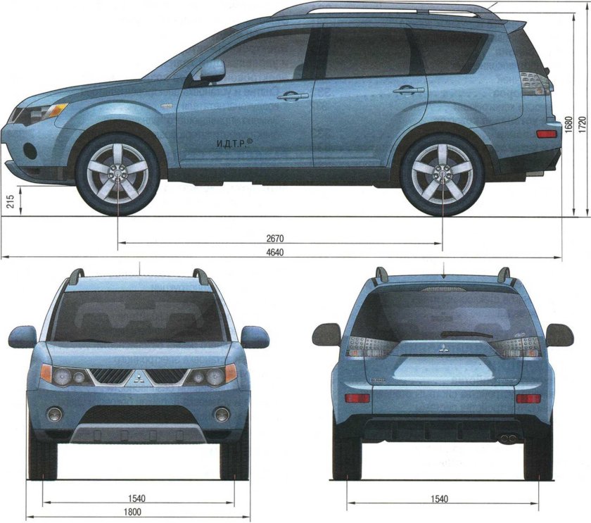 Mitsubishi Outlander 2008 габариты