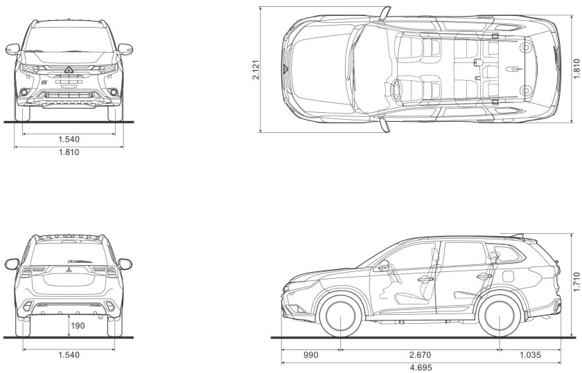 Габариты митсубиси аутлендер 3