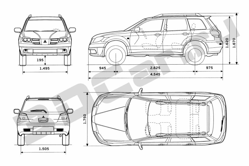 Mitsubishi Outlander 1 габариты