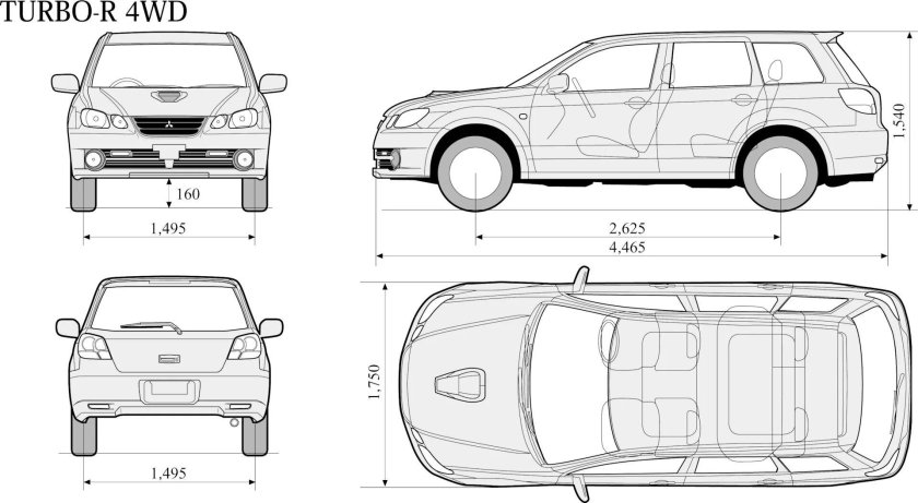 Мицубиси Аиртрек 2001 габариты