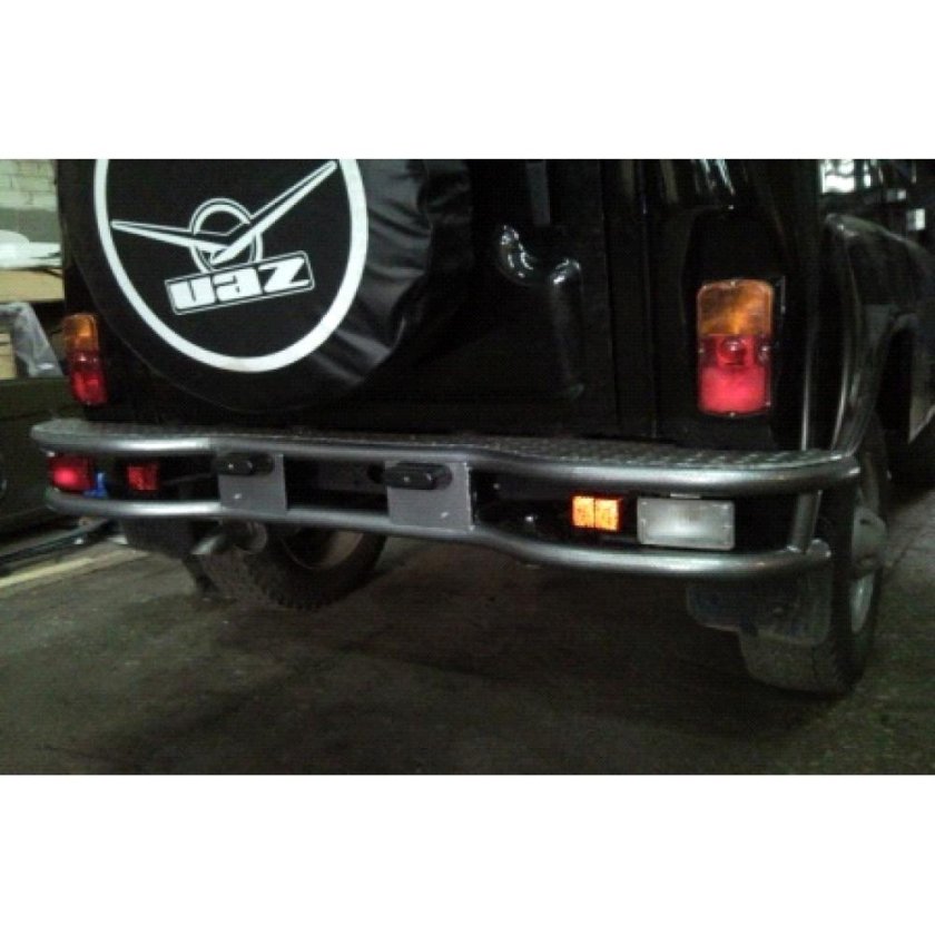 Задний силовой бампер на УАЗ Хантер